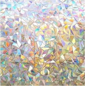 rabbitgoo Rainbow Window Privacy Film, Stained Glass Cling, 35.4 x 78.5