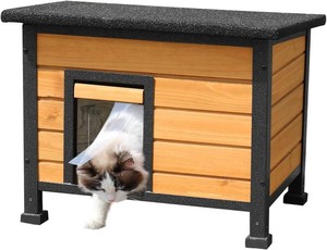X-ZONE PET Outdoor Cat House Weatherproof Feral Pet House Indoor Wooden Kitten Condo for Medium Dogs