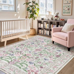 $115 Lahome 8x10 Purple Nursery Rug, Washable Kids Baby Rugs for Girls Bedroom