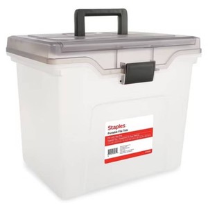 Staples File Box File Portable Tote Letter Size Clear (140165111112)