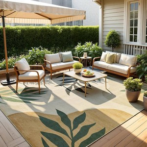 UKISS Washable Outdoor Rug Carpet Non Slip Portable Outdoor Patio Rugs 8 x 10 Indoor Out Door Mats Large Leaf Outdoor Area Rugs Mats for Patio Picnic,RV,Backyard, Deck, Balcony, Porch, Beach