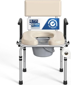 $180 M77 Drop Arm Bedside Commode, Portable Toilet for Adults 400lbs