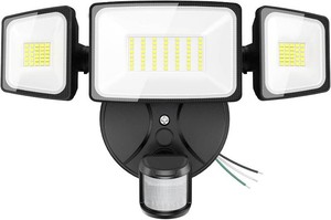 Onforu 75W LED Flood Light Motion Sensor Outdoor, 7000lm Dusk to Dawn Flood Light, Security Light with Three Head, IP65 Waterproof Exterior Floodlight, 6500k Wall Light for Entryway Stairs Yard Garage