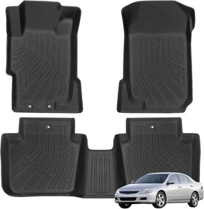 Priprilod Floor Mats Fit for Honda Accord Sedan 2003-2007 All Weather Protector TPE Floor Liners Custom Fit Car Mats Non-Slip