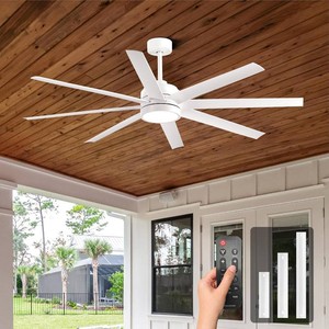 $180 Conciseer 65 Inch Ceiling Fan with Light and Remote Control for Bedroom Living Room Kitchen Home Office, IndoorOutdoor Use, 6CCT Dimmable, 8 Blades 6 Speed Reversible Quiet DC Motor, White