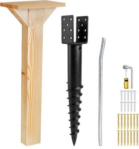 Little Library Box Mount Post Kit, 4x4 Wood Post with No-Dig Ground Anchor