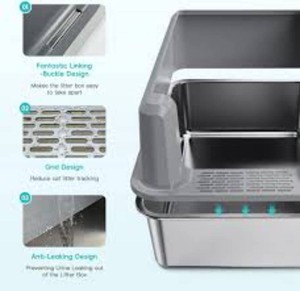 Easy Clean Cat Litter Box, Stainless Steel litter box with ...