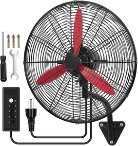 Aurelema 1 Set 22 Inch Wall Mount Fan Oscillating Industrial Heavy Duty Metal 3 Speed Red Blade Fan, 7500 CFM, with Powerful Cooling, for Commercial Residential Garage Warehouse Workshops Factory