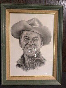 Gary Giuffre Signed Graphite Cowboy Portrait Framed