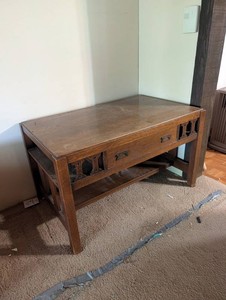 Arts and Crafts Oak Console Table With Drawers