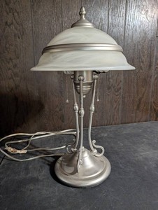 Three-Light Frosted Swirl Glass Table Lamp