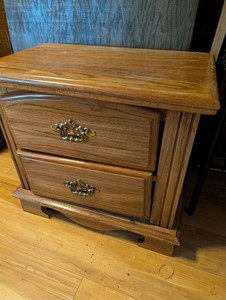 Two-Drawer Wood Nightstand With Decorative Pulls