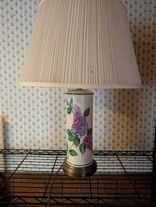 Floral Ceramic Table Lamp With Pleated Shade