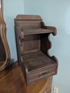 Carved Wooden Wall-Mounted Secretary Desk