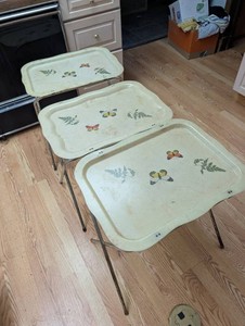 Butterfly Fern Folding TV Tray Tables (Lot of 3)