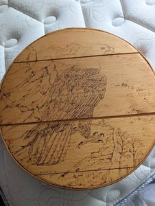 Wooden Eagle Pyrography Lidded Decorative Box