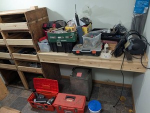 Mixed Lot Workshop Tools, Bench Grinder, Hardware & Tool Cases