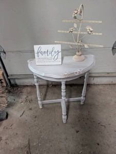 Painted Wood Accent Table, Jewelry Display Stand & Family Sign