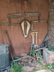 Vintage Farm Implements, Horse Collar & Barn Hardware Mixed Lot