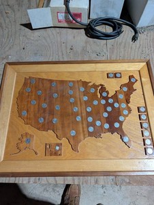 United States Map State Quarter Collection Wood Display