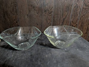 Clear Glass Etched Serving Bowls (Lot of 2)