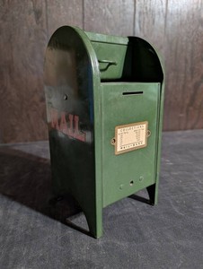 Vintage Green Mail-Bank Coin Bank