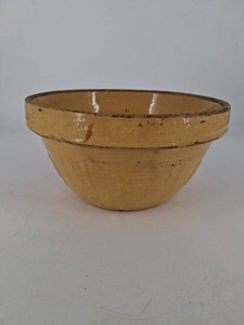 Yellow Glazed Stoneware Mixing Bowl 13in
