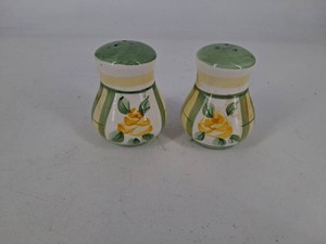 Vintage Hand-Painted Floral Ceramic Salt & Pepper Shakers