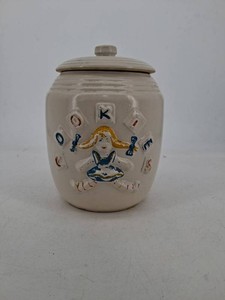 Ceramic Alphabet Girl Cookie Jar With Lid