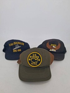 Vintage Military & Service Caps - USS Chandler & Border Patrol (Lot of 3)
