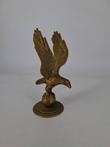 Brass Eagle Sculpture With Raised Wings 21in H