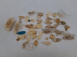 Assorted Carved Decorative Pieces & Beads Mixed Lot