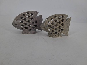 Carved Stone Fish Figurines Made in India (Lot of 2)