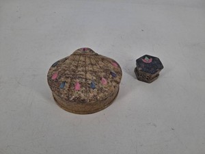 Handmade Stone Trinket Boxes With Inlay (Lot of 2)