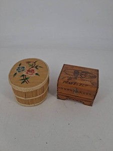 Decorative Woven Basket & Carved Venezuela Keepsake Box Mixed Lot