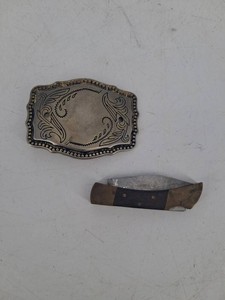 Western Belt Buckle & Folding Pocket Knife Mixed Lot