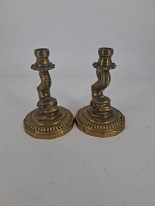 Pair of Dragon Form Candlesticks Made in Korea