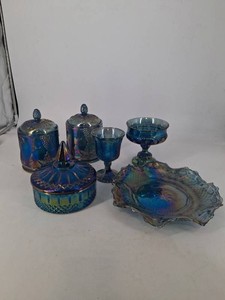 Vintage Iridescent Carnival Glass Set (Lot of 6)