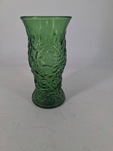 Green Pressed Glass Vase 13in