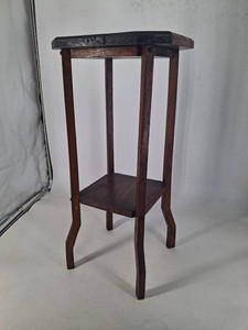 Oak Octagonal Plant Stand With Lower Shelf