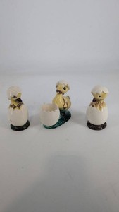 Ceramic Duck Figurines & Eggshell Planter Group of 3