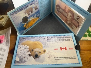 1996 Canada $2 Bill and $2 Coin Set