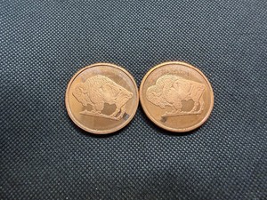 Two 2011 Copper One Ounce Rounds Buffalo Design
