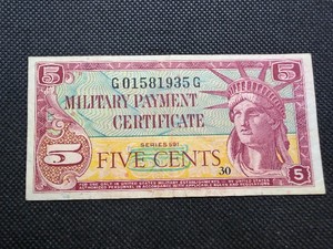 Five Cents US Military Payment Certificate
