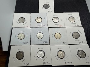 Thirteen Canadian Dimes Some Silver