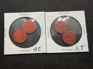 Four WWII Red Ration Tokens (2 HC and 2 XT)