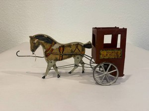 Antique Gibbs Horse-Drawn Cart Pull Toy