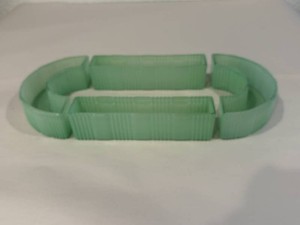 Jadite Fired on Glass Centerplace Floral Trough