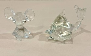 Fenton Mouse and Dolphin Glass Paperweights