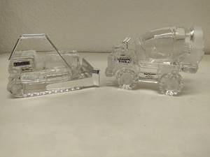 Hofbauer Crystal Tonka Bulldozer & Mixer Truck Paperweights